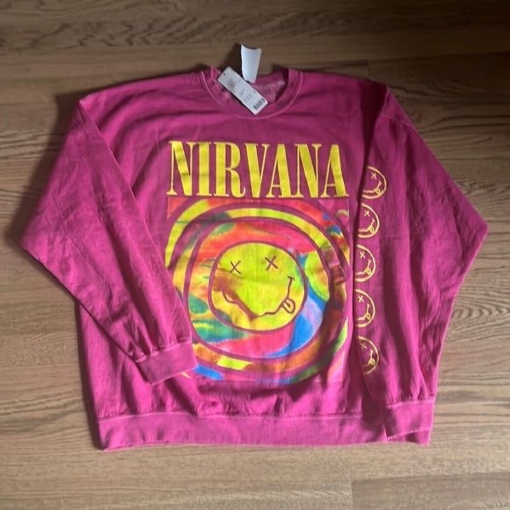 COPY - Pink nirvana sweatshirt from urban outfitters oversized